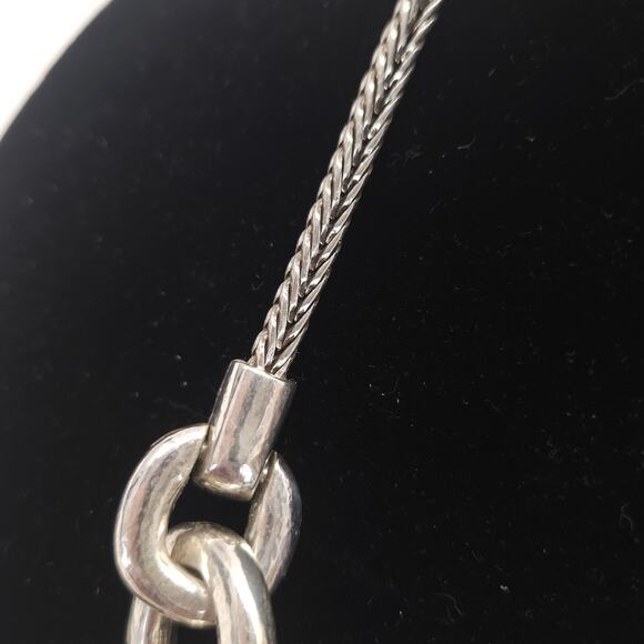 Brighton Mercer Necklace Woven Chain Link Silver Chunky Hammered Artisan 19" - Picture 6 of 7